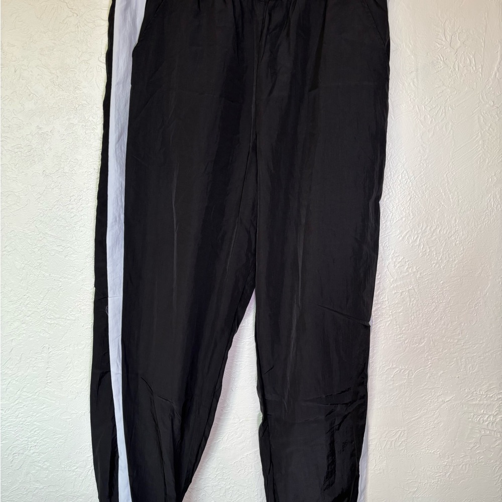 Black Men’s Track Pants with White Side Stripe